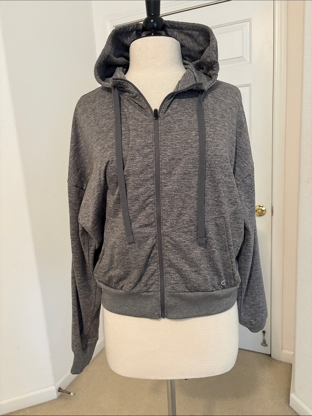 GAP Women's Charcoal Gray Hooded Zip Bomber Jacket